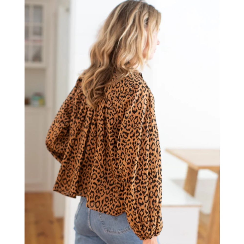 Emerson Fry Leopard Print Blouse | Button Front | Boho Chic Top | Size Small - Picture 6 of 12